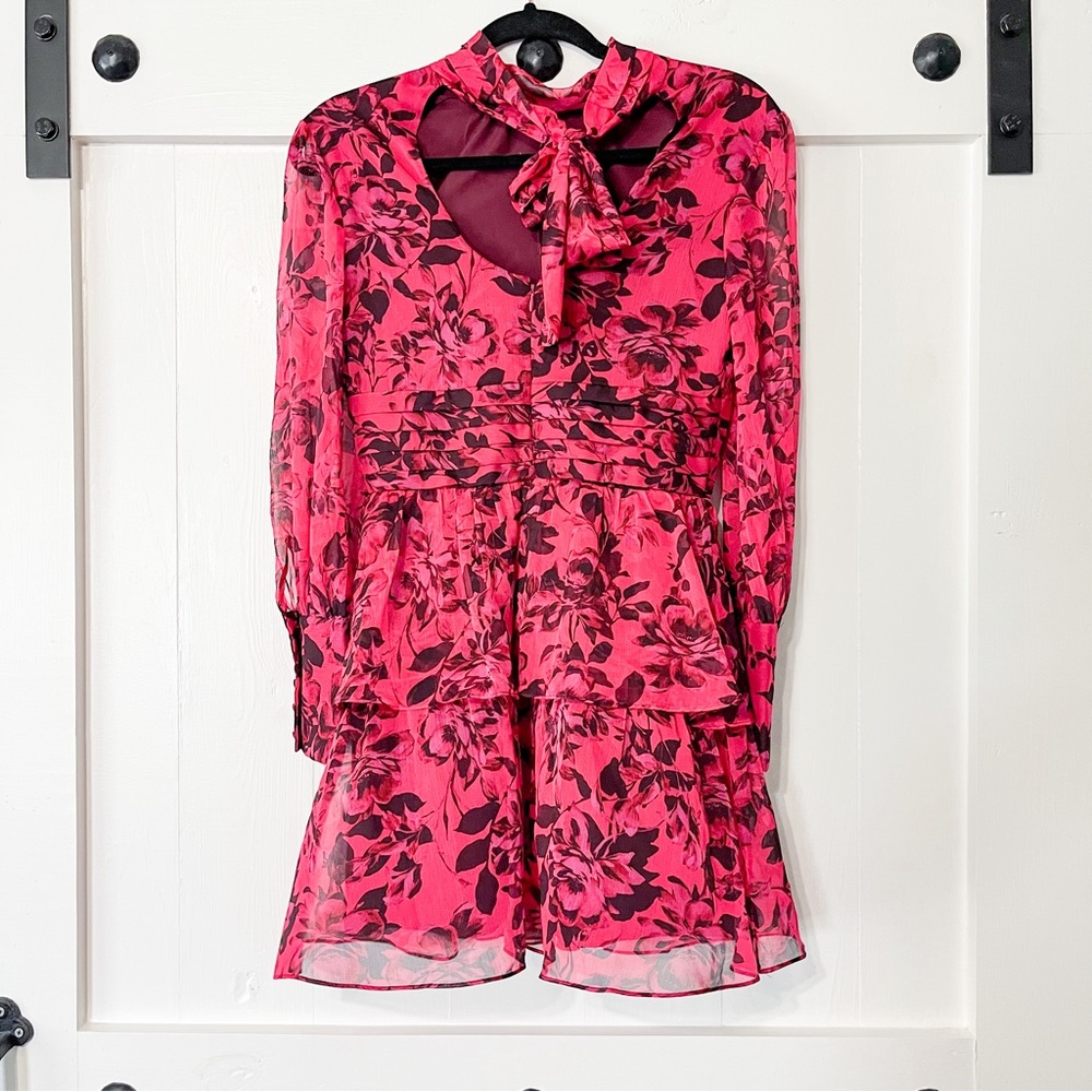 Amanda Uprichard Samira Dress Femme Floral Print Pink Black Size XS - Picture 6 of 10